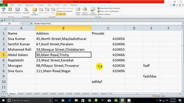 Sheet protect in Excel