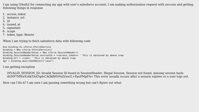 Salesforce: Invalid Session ID found in SessionHeader смотреть онлайн