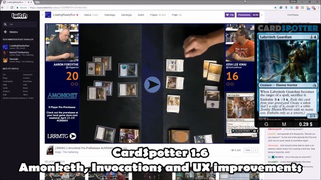 Twitch AutoMagic Tooltips Chrome Extension - CardSpotter 1.6 - Amonkhet and UX improvements