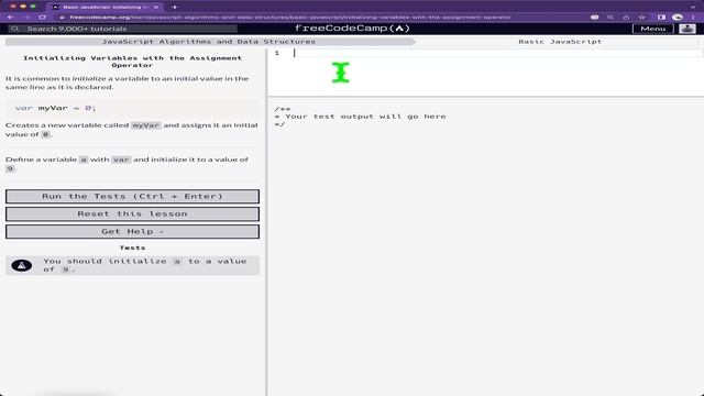 Initializing Variables with the Assignment Operator