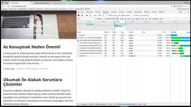 Google Chrome Dev Tools - Network Tab