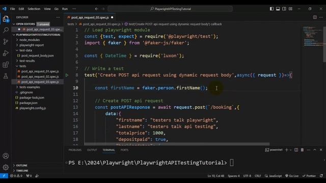 Playwright API Testing #58 POST API Request using Dynamic Request Body