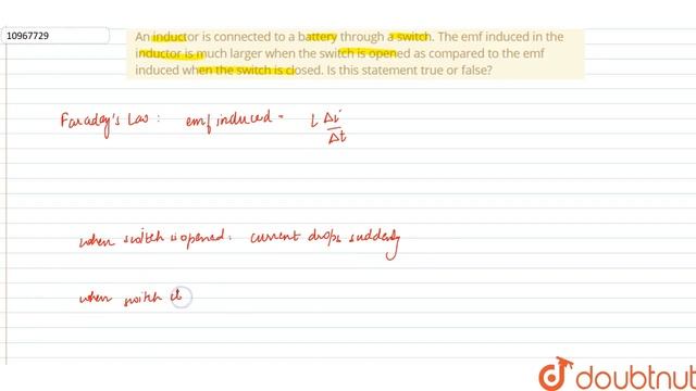 An inductor is connected to a battery through a switch. The emf induced in the inductor is much ... смотреть онлайн