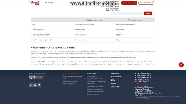 Компания VivaldiStone производит кухонные столешницы смотреть онлайн