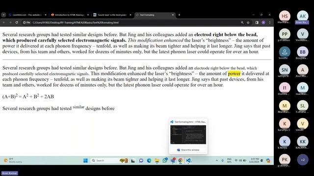 Software Development Training - Session 6 - Introduction to HTML Basics in Tamil - B1M2024