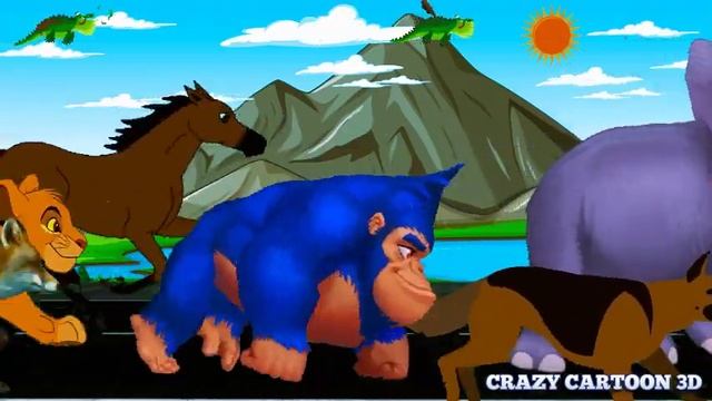 tiger , lion, sheep , cow , gorilla stampede at mountain смотреть онлайн