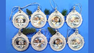 Ёлочные игрушки из гипса "Новогодние домики". декупаж