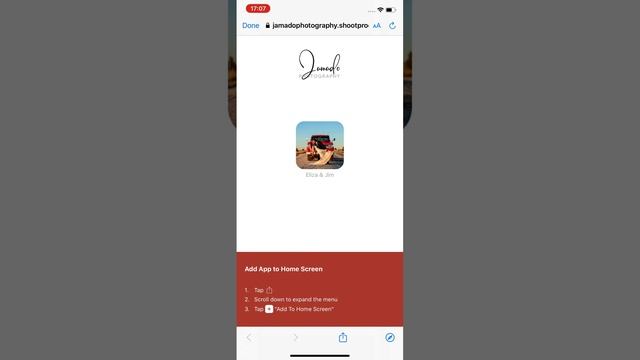 Add Shootproof Custom Photo App to Home Screen on iPhone Using Safari смотреть онлайн