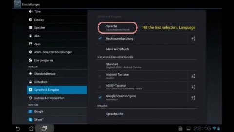 Changing foreign language setting back to English