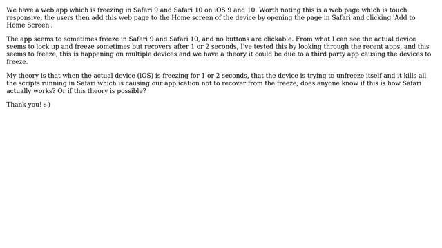 Apple: Does anyone know how iOS Safari 9 handles page crashes or freezing? смотреть онлайн