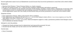 Applications on an account with Administrator privileges cannot run