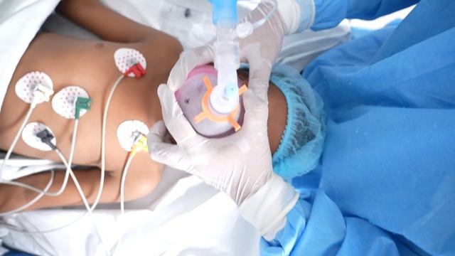 Brave Young Girl With Tumor Going Under Anesthesia