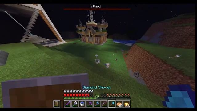 Pillagers OP Raid !!! Enderman XP farm and Cobblestone farm preparation смотреть онлайн