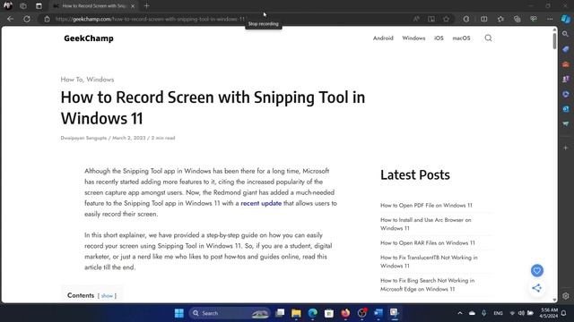 How to Record Screen with Snipping Tool in Windows 11 смотреть онлайн