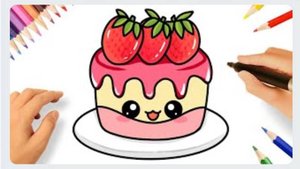 КАК НАРИСОВАТЬ КАВАИЙНЫЙ КЛУБНИЧНЫЙ ТОРТ 🍰🍓