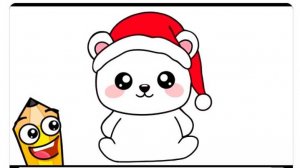 КАК ЛЕГКО НАРИСОВАТЬ МИЛОГО РОЖДЕСТВЕНСКОГО НОВОГОДНЕГО БЕЛОГО МЕДВЕДЯ В СТИЛЕ KAWAII 🧸🎄❤️ |