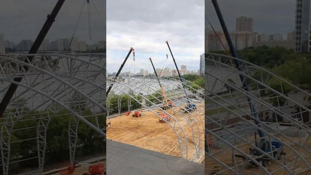 Завершен монтаж металлоконструкций ФОКа на берегу Москвы-реки  #стройка #новотент #КТС