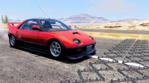 Аварии на высокой скорости с шипованной полосой #78 – BeamNG Driv