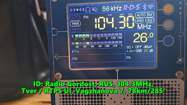 20.10.2024 10:44UTC, [Semilocal], Радио Гордость, Тверь, 104.3МГц, 78км