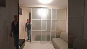 раздвижная перегородка с синхроприводом  #лофтперегородки #раздвижныеперегородки