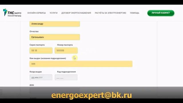 Подача садоводом заявления онлайн в энергосбыт на прямой договор