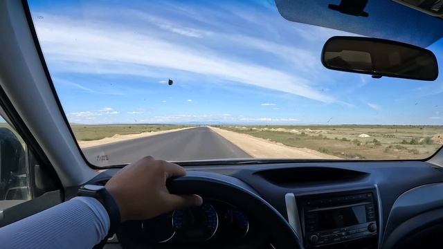 Дорога Алматы - Восточный Алаколь. Озеро Алаколь, Абайская область, Казахстан 2024.