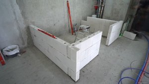 Возведение перегородок санузла из блоков.  Все этапы. #4