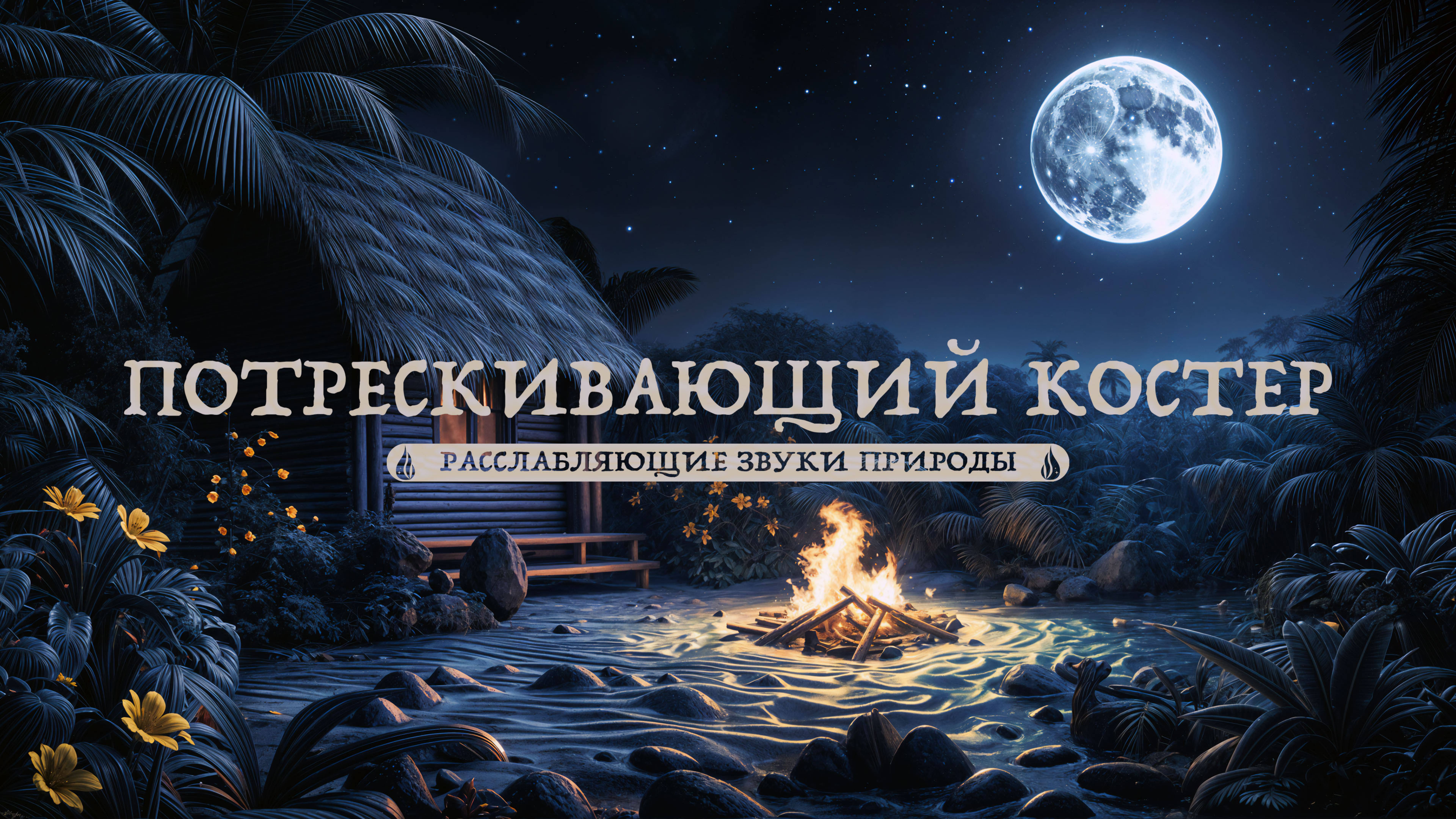 Убаюкивающий костер под луной: звуки природы для сна и расслабления