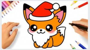 КАК ЛЕГКО НАРИСОВАТЬ МИЛУЮ НОВОГОДНЮЮ РОЖДЕСТВЕНСКУЮ ЛИСУ 🦊🎄