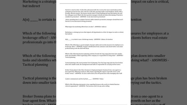 Texas Real Estate Brokerage SAE CE Shop 30 Hour Exam Latest 2023 смотреть онлайн