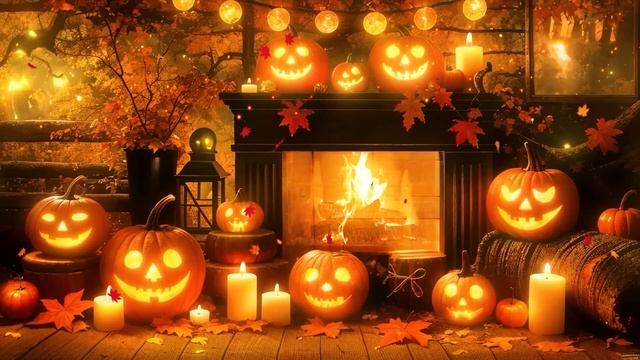 🎃 Камин в хэллоуинском стиле и инструментальная музыка 🔥Scary Halloween Background Music 🎃