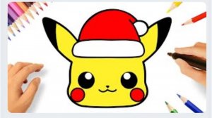 КАК ЛЕГКО НАРИСОВАТЬ МИЛОЕ РОЖДЕСТВЕНСКОЕ  НОВОГОДНЕЕ ЛИЦО ПИКАЧУ🎄💗