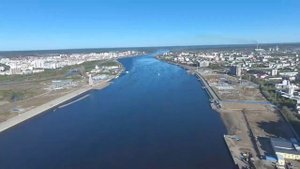 Канатная дорога Россия - Китай. Благовещенск. Монтаж линейной опоры.