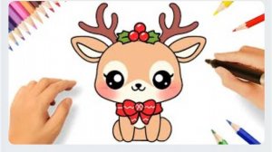 КАК ЛЕГКО НАРИСОВАТЬ МИЛОГО РОЖДЕСТВЕНСКОГО ИЛИ НОВОГОДНЕГО ОЛЕНЯ 🦌🎄