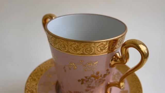 Большая фарфоровая кружка с блюдцем для шоколада Limoges
