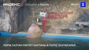 Морж Салтан рисует картины в парке Бахчисарая