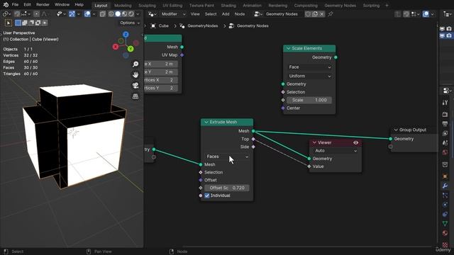 5. Grid Extrude and Scale elements Node