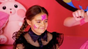 Nastya and Mia play Pink vs. Black Challenge with Wednesday