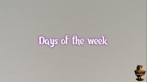 Days of the week in English