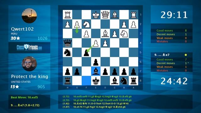 Chess Game Analysis: Qwert102 - Protect the king : 0-1 By ChessFriends.com