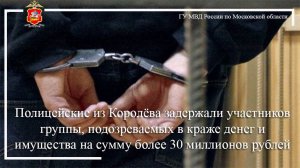 Полицейские из Королёва задержали подозреваемых в краже на сумму более 30 млн рублей