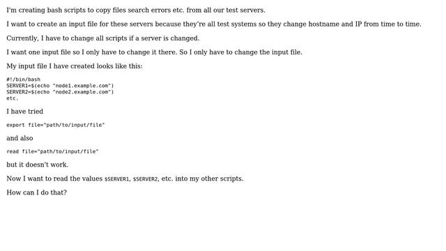 Ubuntu: How can I read a variables file into a bash script? смотреть онлайн