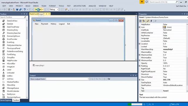c - sharp HOW TO ADD THE MENUSTRIP IN THE WINDOW FORM