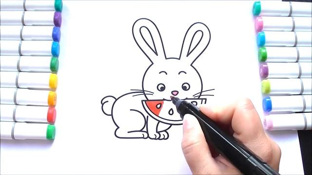 Раскраска Для Детей Кролик Как Рисовать Кролика Рисуем Раскраски смотреть онлайн