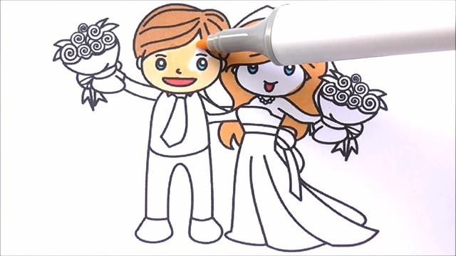 Жених и Невеста Раскраска Рисуем Жениха и Невесту смотреть онлайн