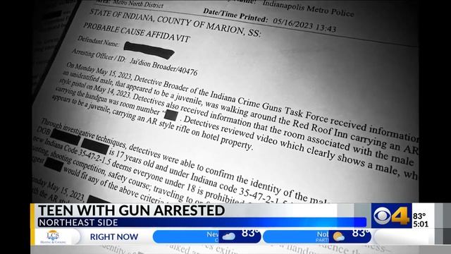 Indy teen is arrested for carrying AR style gun around a local motel