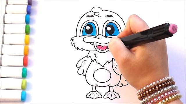 Раскраска Для Детей Утёнок Как Рисовать Утёнка Рисуем Раскраски смотреть онлайн