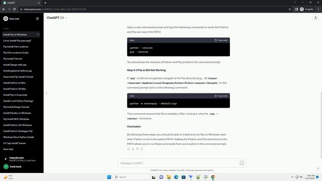 pip install not in path windows