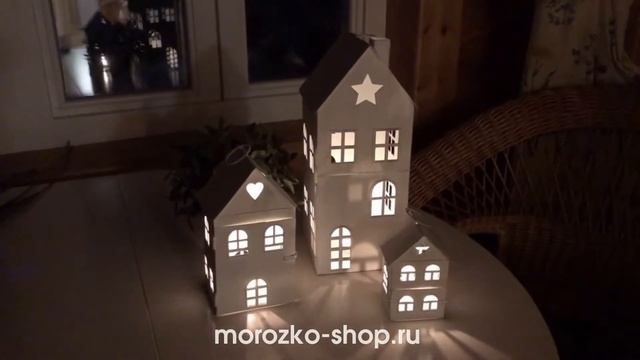 Новогодний подсвечник-домик В ГОСТЯХ У СКАЗКИ, металл, белый, 34 см, 2003750