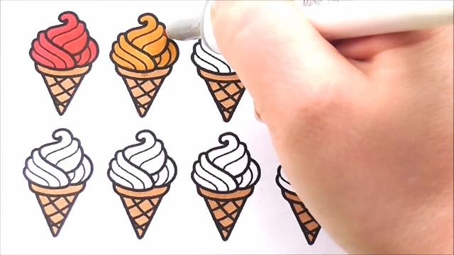 Учим цвета МОРОЖЕНОЕ Раскраска // Learn colors ICE cream Coloring смотреть онлайн